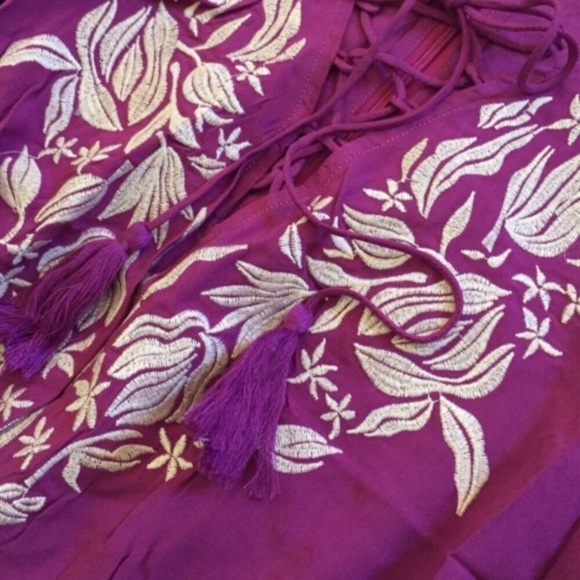 Peach Love California Embroidered Lace-Up Romper - Picture 6 of 7